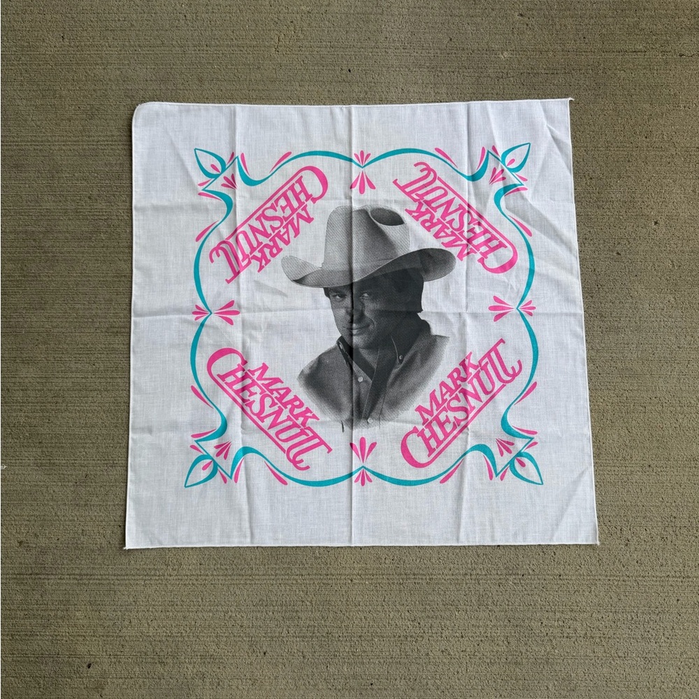 Vintage 90s Mark Chesnutt Bandana Scarf Handkerchief Country Music Concert